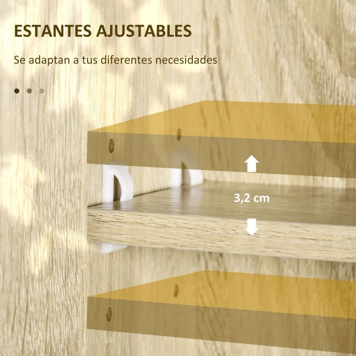 Armario de baño Enebro Kleankin con espejo, estantes y toallero natural 70x60x15 cm