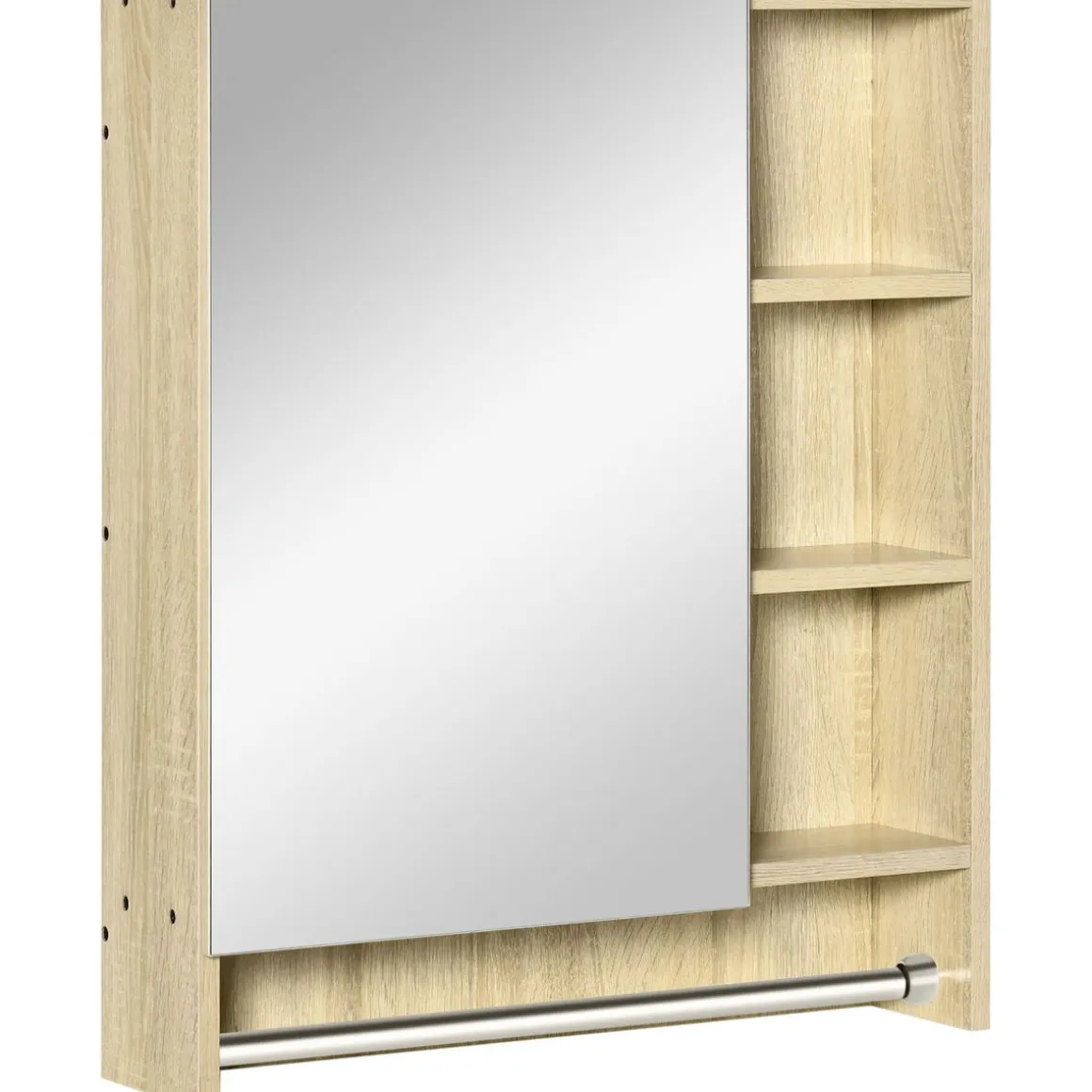Armario de baño Enebro Kleankin con espejo, estantes y toallero natural 70x60x15 cm