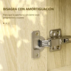 Armario de baño Enebro Kleankin con espejo, estantes y toallero natural 70x60x15 cm