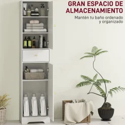 Armario de baño Eterna Homcom 2 puertas con un cajón blanco 170x40x29,5 cm