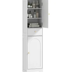 Armario de baño Eterna Homcom 2 puertas con un cajón blanco 170x40x29,5 cm