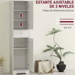 Armario de baño Eterna Homcom 2 puertas con un cajón blanco 170x40x29,5 cm