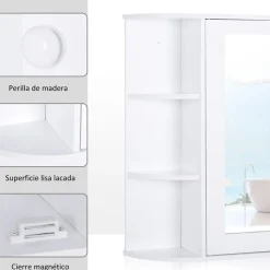 Armario de baño Kabun Homcom con espejo blanco 63x66x17 cm