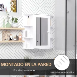 Armario de baño Kabun Homcom con espejo blanco 63x66x17 cm