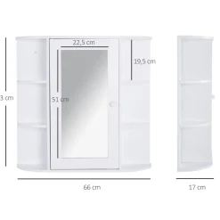 Armario de baño Kabun Homcom con espejo blanco 63x66x17 cm