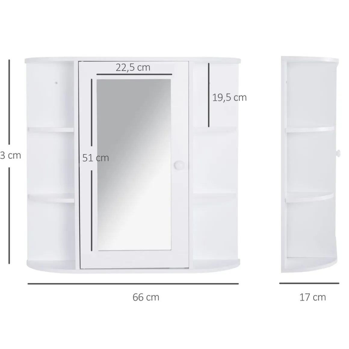 Armario de baño Kabun Homcom con espejo blanco 63x66x17 cm