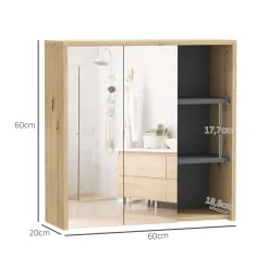 Armario de baño Katie Homcom con espejo 60x60x20