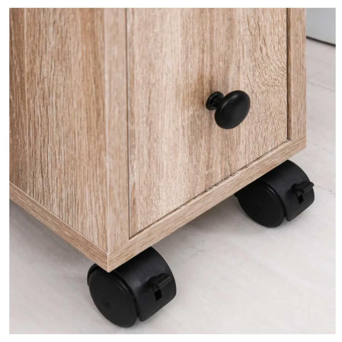 Armario de baño Kleankin 1 cajón + 1 armario + estante abierto roble 68,5x18x30 cm