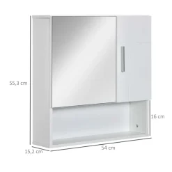 Armario de baño Kleankin con espejo 2 puertas 2 estantes 55,3x54x15,2 cm