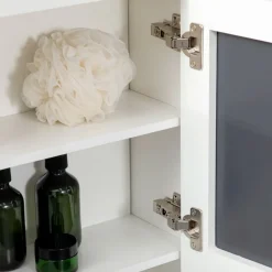 Armario de baño Kosi Homcom 2 puertas con espejo + 1 estante abierto blanco 65x80x20 cm
