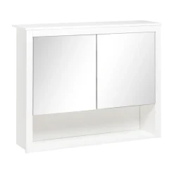 Armario de baño Kosi Homcom 2 puertas con espejo + 1 estante abierto blanco 65x80x20 cm