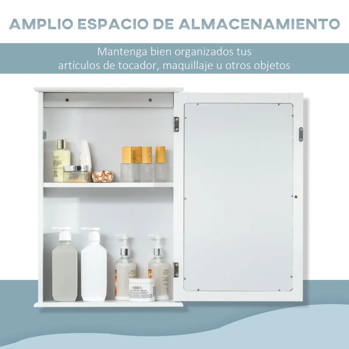 Armario de baño Álamo Kleankin con espejo blanco 60x41x14 cm