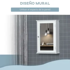 Armario de baño Álamo Kleankin con espejo blanco 60x41x14 cm