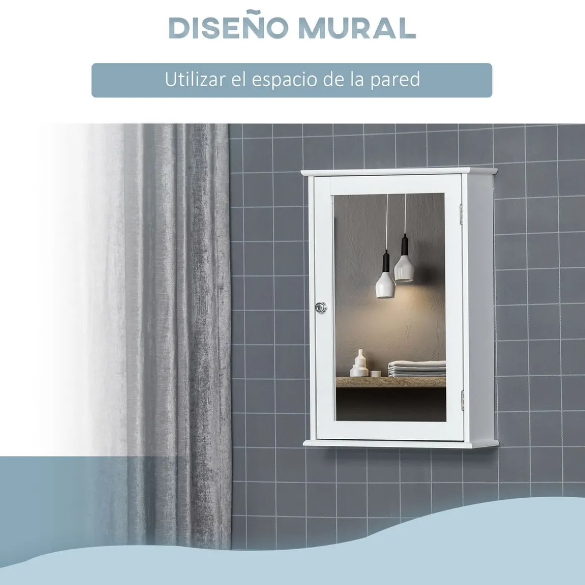 Armario de baño Álamo Kleankin con espejo blanco 60x41x14 cm