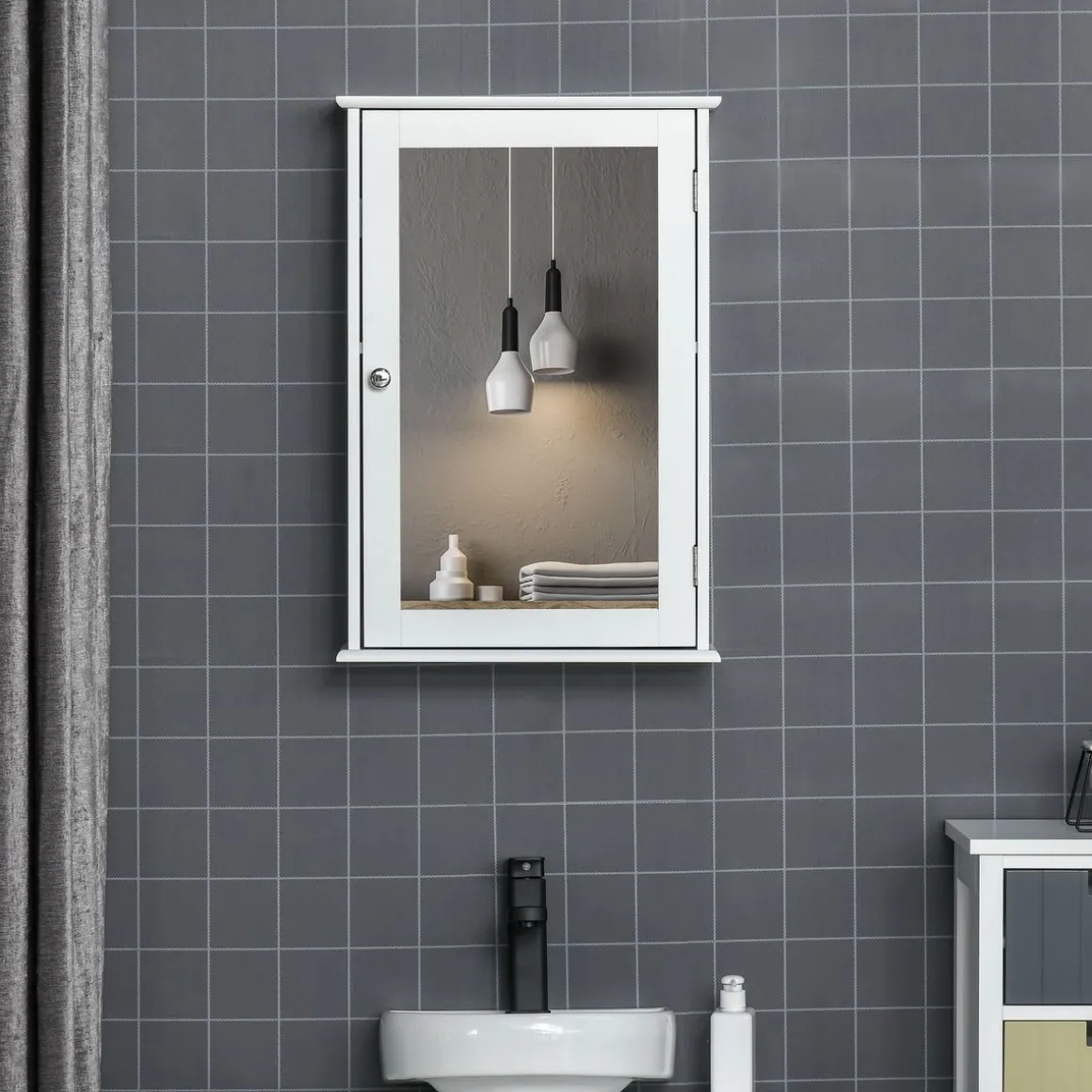Armario de baño Álamo Kleankin con espejo blanco 60x41x14 cm