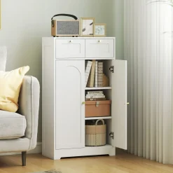Armario de baño Max Homcom 2 puertas + 2 cajones blanco 108x60x30 cm