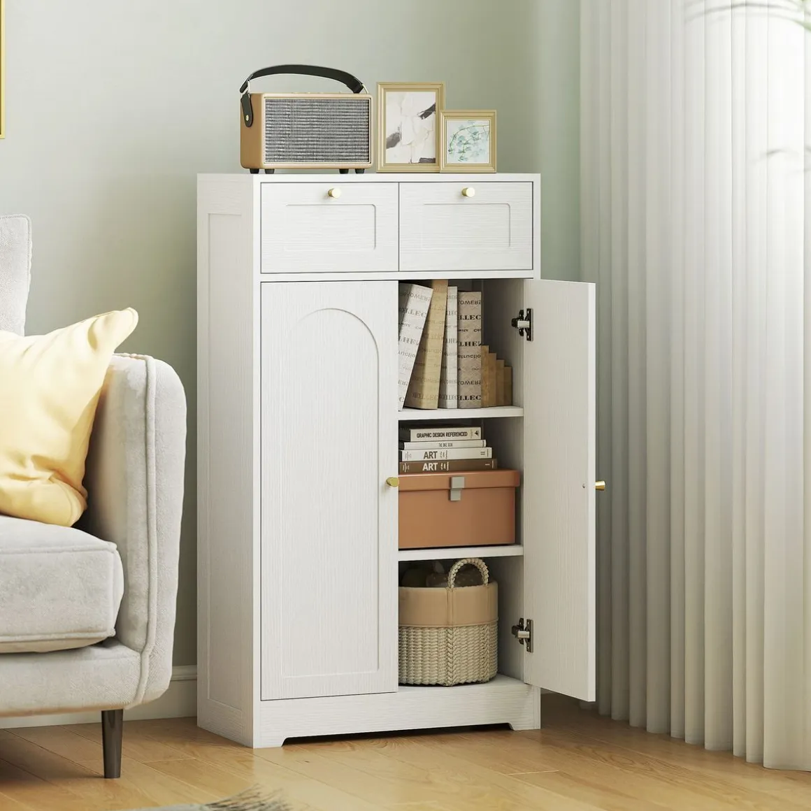 Armario de baño Max Homcom 2 puertas + 2 cajones blanco 108x60x30 cm