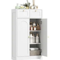 Armario de baño Max Homcom 2 puertas + 2 cajones blanco 108x60x30 cm