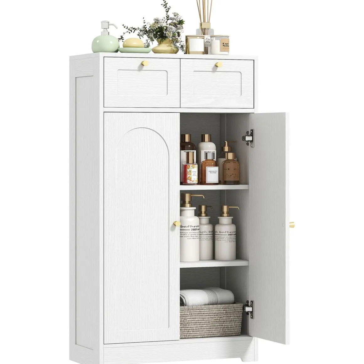 Armario de baño Max Homcom 2 puertas + 2 cajones blanco 108x60x30 cm