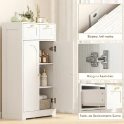 Armario de baño Max Homcom 2 puertas + 2 cajones blanco 108x60x30 cm