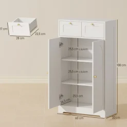 Armario de baño Max Homcom 2 puertas + 2 cajones blanco 108x60x30 cm