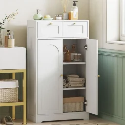 Armario de baño Max Homcom 2 puertas + 2 cajones blanco 108x60x30 cm