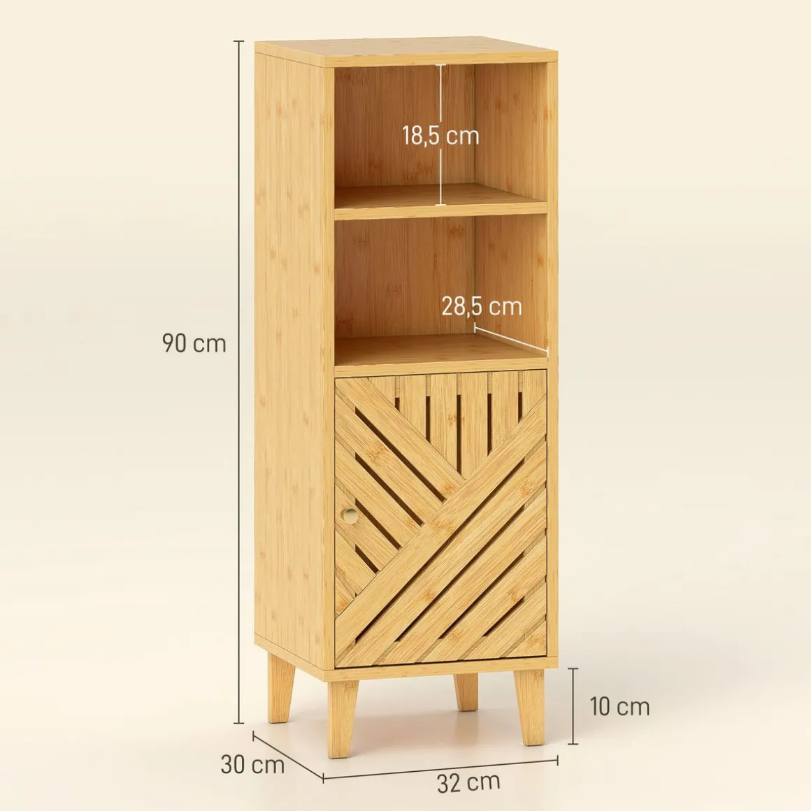 Armario de baño Índico Homcom con puerta y estante natural 90x32x30 cm