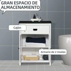 Armario de baño Nexo Kleankin 2 puertas con cajón blanco 80x60x30 cm