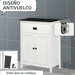 Armario de baño Nexo Kleankin 2 puertas con cajón blanco 80x60x30 cm
