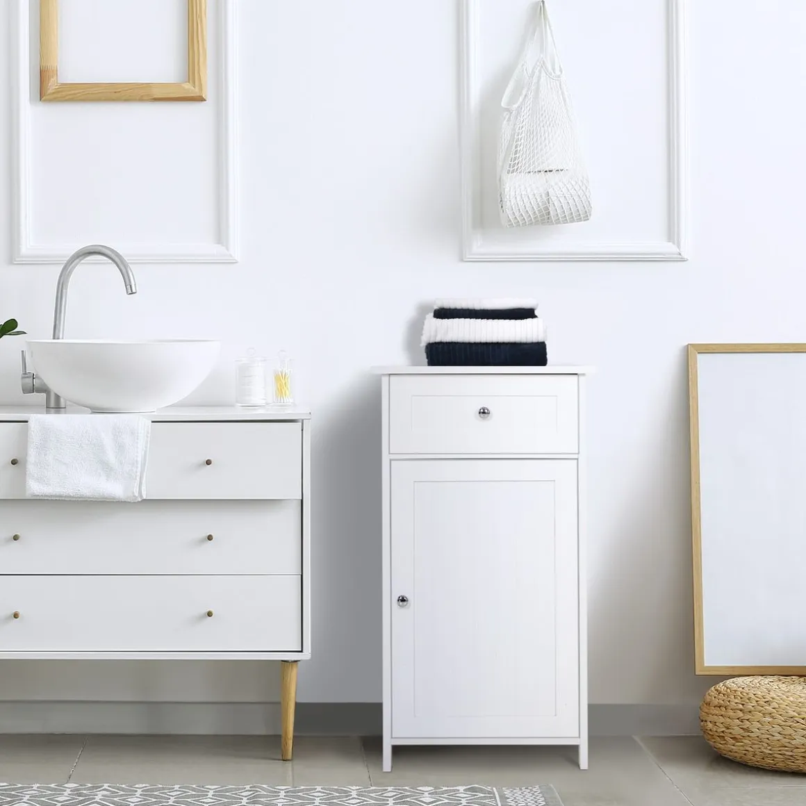 Armario de baño Ocean Kleankin 1 cajon + 1 puerta blanco 77x43x34 cm