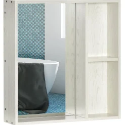 Armario de baño Orquídea Kleankin con espejo + 2 compartimentos blanco 65x63x15 cm
