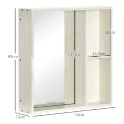Armario de baño Orquídea Kleankin con espejo + 2 compartimentos blanco 65x63x15 cm