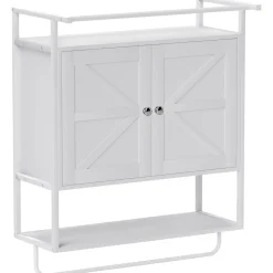 Armario de baño Positive Homcom 2 puertas con toallero blanco 75x63x34 cm