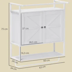 Armario de baño Positive Homcom 2 puertas con toallero blanco 75x63x34 cm