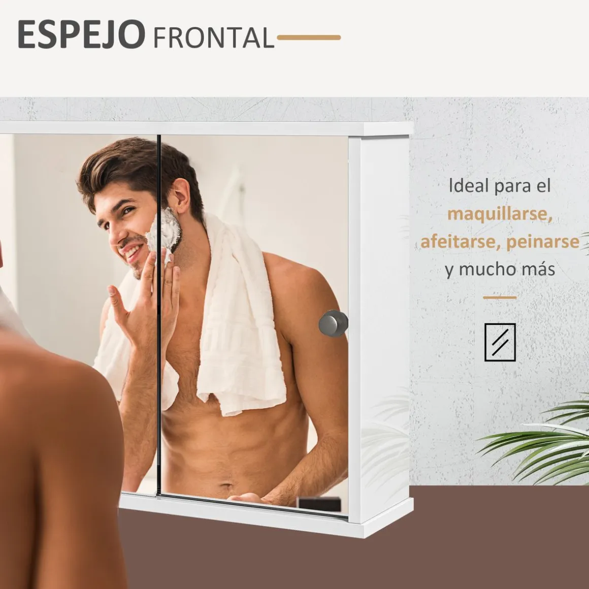 Armario de baño Purpurita Kleankin con espejo blanco brillo 45x55x15 cm