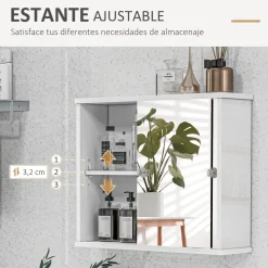 Armario de baño Purpurita Kleankin con espejo blanco brillo 45x55x15 cm