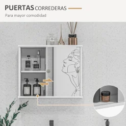 Armario de baño Purpurita Kleankin con espejo blanco brillo 45x55x15 cm
