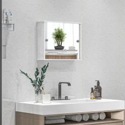 Armario de baño Purpurita Kleankin con espejo blanco brillo 45x55x15 cm
