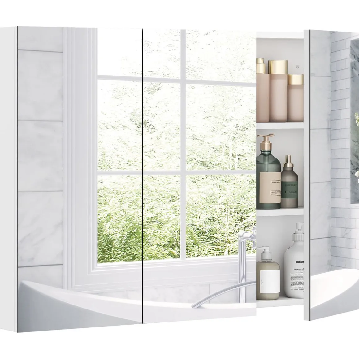 Armario de baño Rieti Homcom 3 puertas blanco 65x91,5x11,5 cm