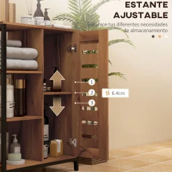 Armario de baño Rubba Kleankin 3 compartimentos con armario marrón oscuro 85x60x30 cm