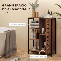 Armario de baño Rubba Kleankin 3 compartimentos con armario marrón oscuro 85x60x30 cm
