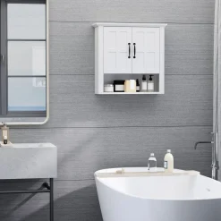 Armario de baño Salomon Homcom 2 puertas blanco 58x60x19,8 cm