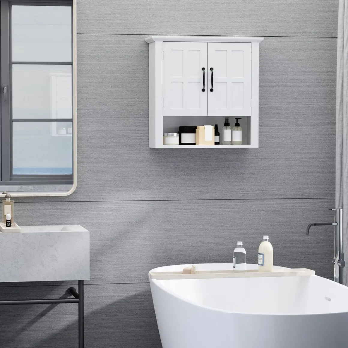 Armario de baño Salomon Homcom 2 puertas blanco 58x60x19,8 cm