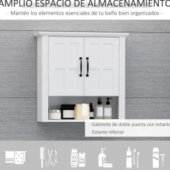 Armario de baño Salomon Homcom 2 puertas blanco 58x60x19,8 cm
