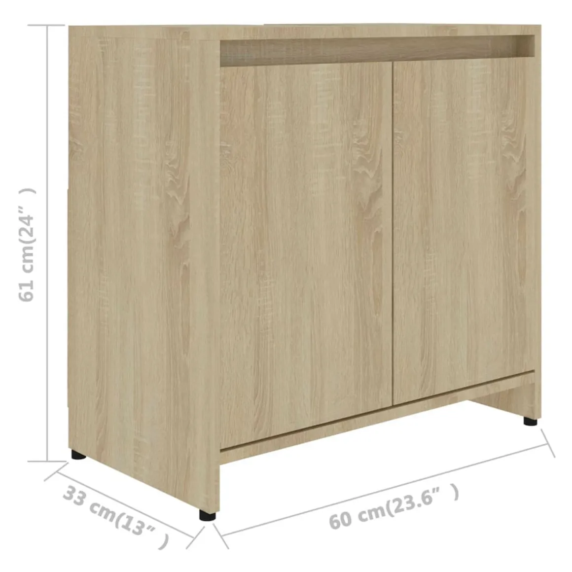 Armario de baño San Vicente madera roble claro 61x60x33 cm