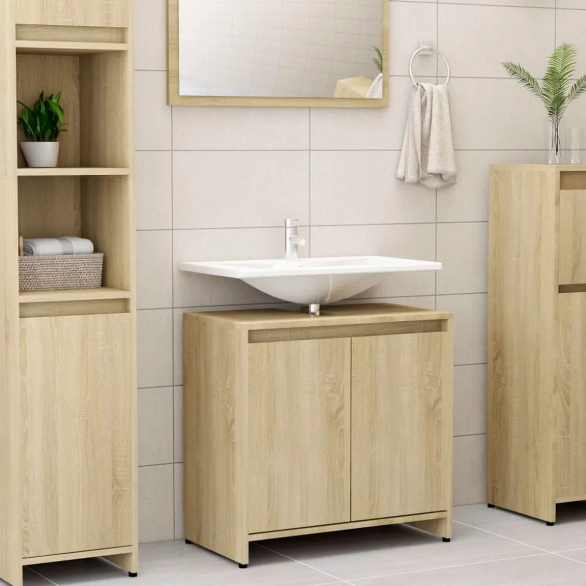 Armario de baño San Vicente madera roble claro 61x60x33 cm