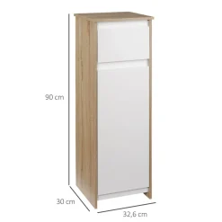 Armario de baño Yuli Kleankin con 2 estantes natural/blanco 90x32,6x30 cm
