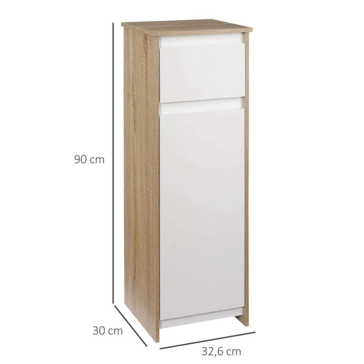 Armario de baño Yuli Kleankin con 2 estantes natural/blanco 90x32,6x30 cm