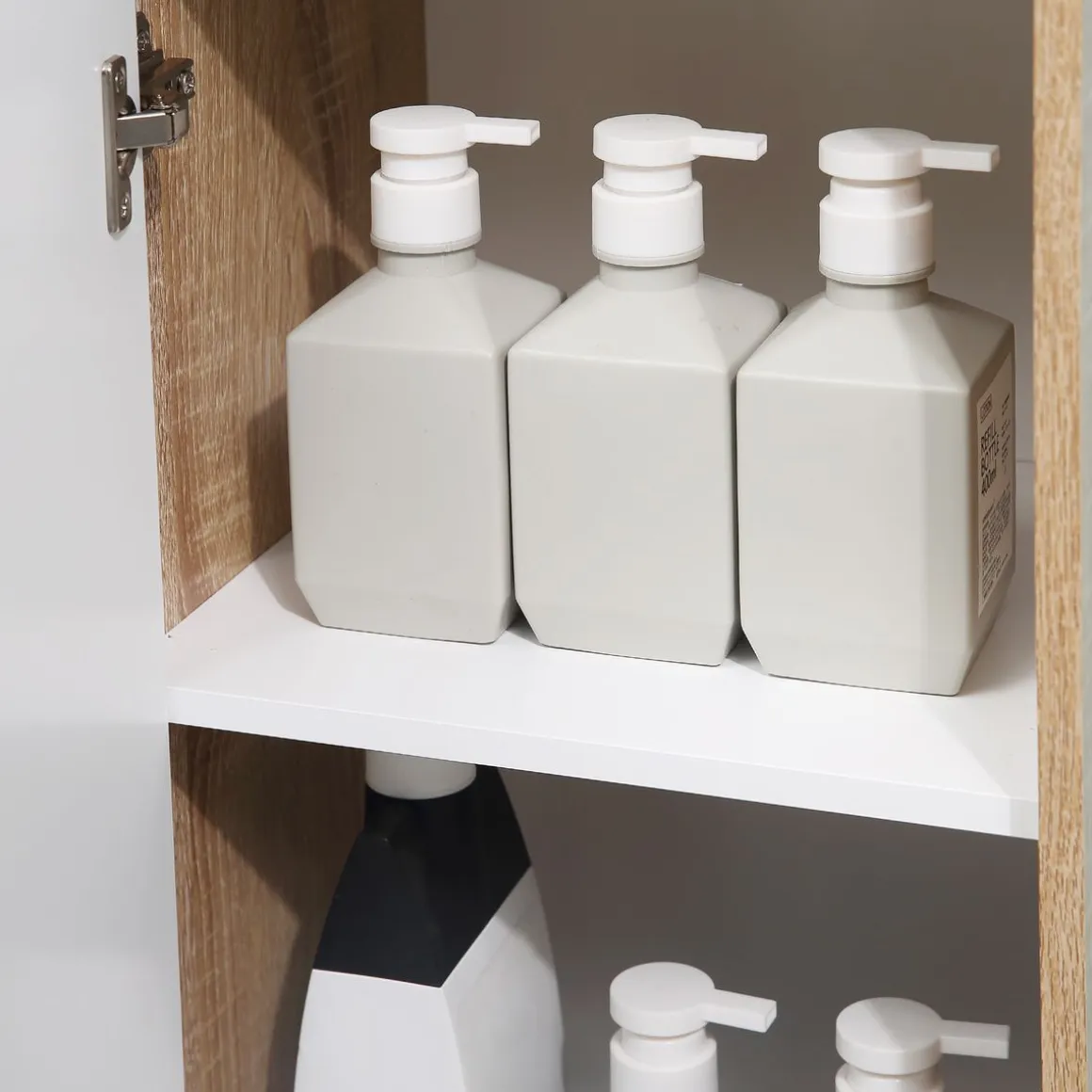 Armario de baño Yuli Kleankin con 2 estantes natural/blanco 90x32,6x30 cm