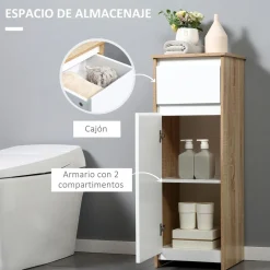 Armario de baño Yuli Kleankin con 2 estantes natural/blanco 90x32,6x30 cm